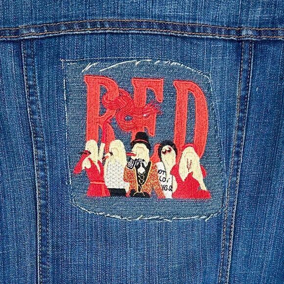Taylor Swift Custom Jean Jacket‎ Embroidered Red Old Navy Small Eras Tour 1629 - Picture 4 of 8